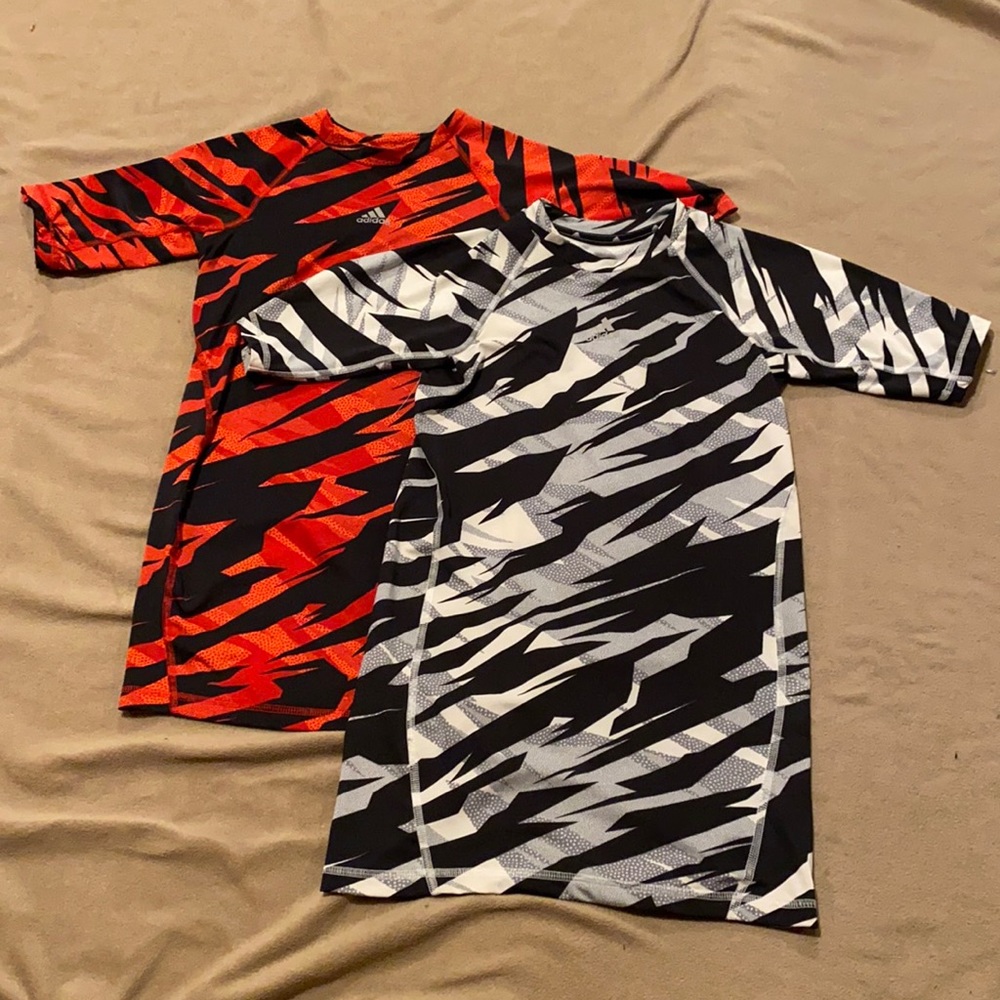 Adidas, Climalite, T-shirts,  Youth XL (18),  Red/Black & White/Black.